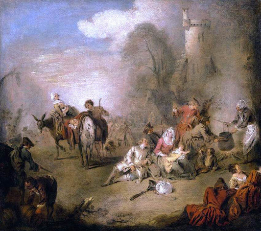  Jean Joseph Pater Soldiers and Camp Followers Resting from a March - Canvas Print