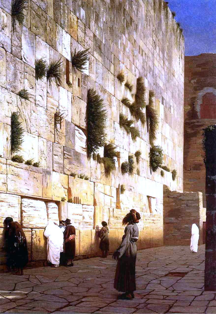  Jean-Leon Gerome Solomon's Wall, Jerusalem (also known as The Wailing Wall) - Canvas Print