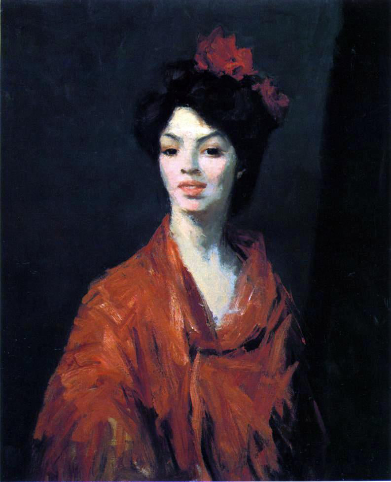  Robert Henri Spanish Woman in a Red Shawl - Canvas Print