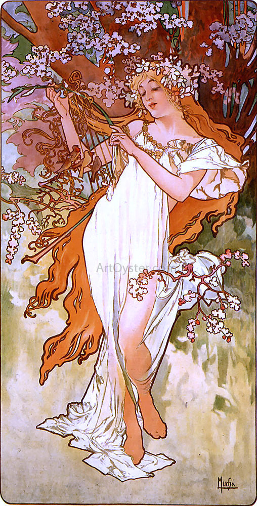  Alphonse Maria Mucha Spring - Canvas Print