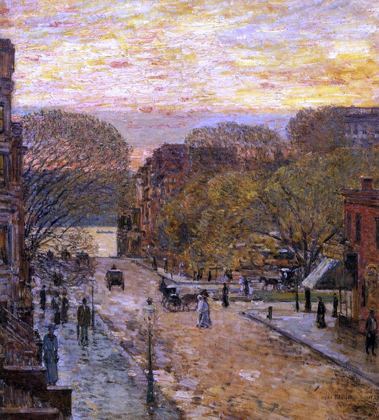  Frederick Childe Hassam Spring on West 78th Street - Canvas Print
