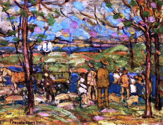  Maurice Prendergast Squanton (also known as Men in Park with a Wagon, Squanton) - Canvas Print