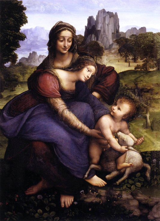  Francesco Melzi St Anne with the Virgin and the Child Embracing a Lamb - Canvas Print