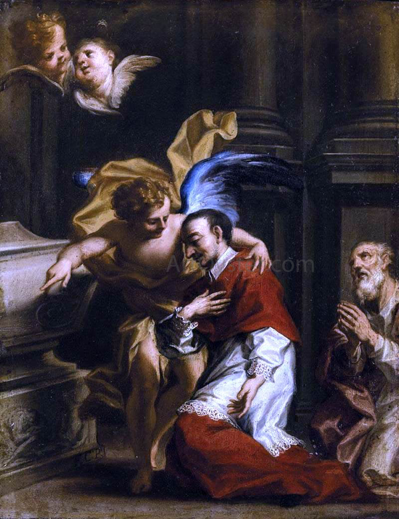  Francesco Caccianiga St Carlo Borromeo Tended by an Angel - Canvas Print