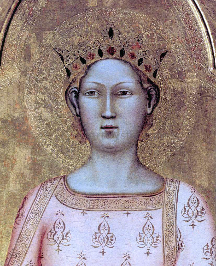  Bernardo Daddi St Catherine of Alexandria with Donor and Christ Blessing (detail) - Canvas Print