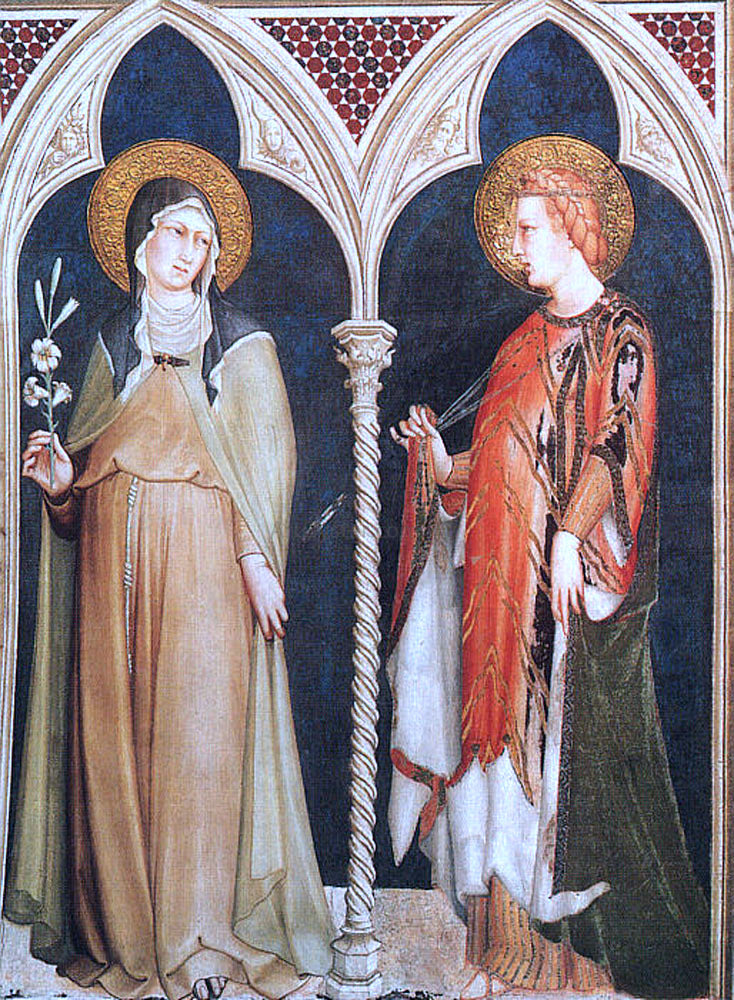  Simone Martini St Clare and St Elizabeth of Hungary - Canvas Print