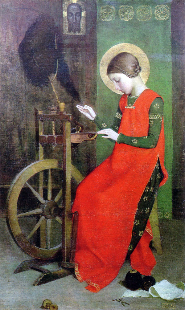  Marianne Preindelsberger Stokes St Elizabeth of Hungary Spinning for the Poor - Canvas Print