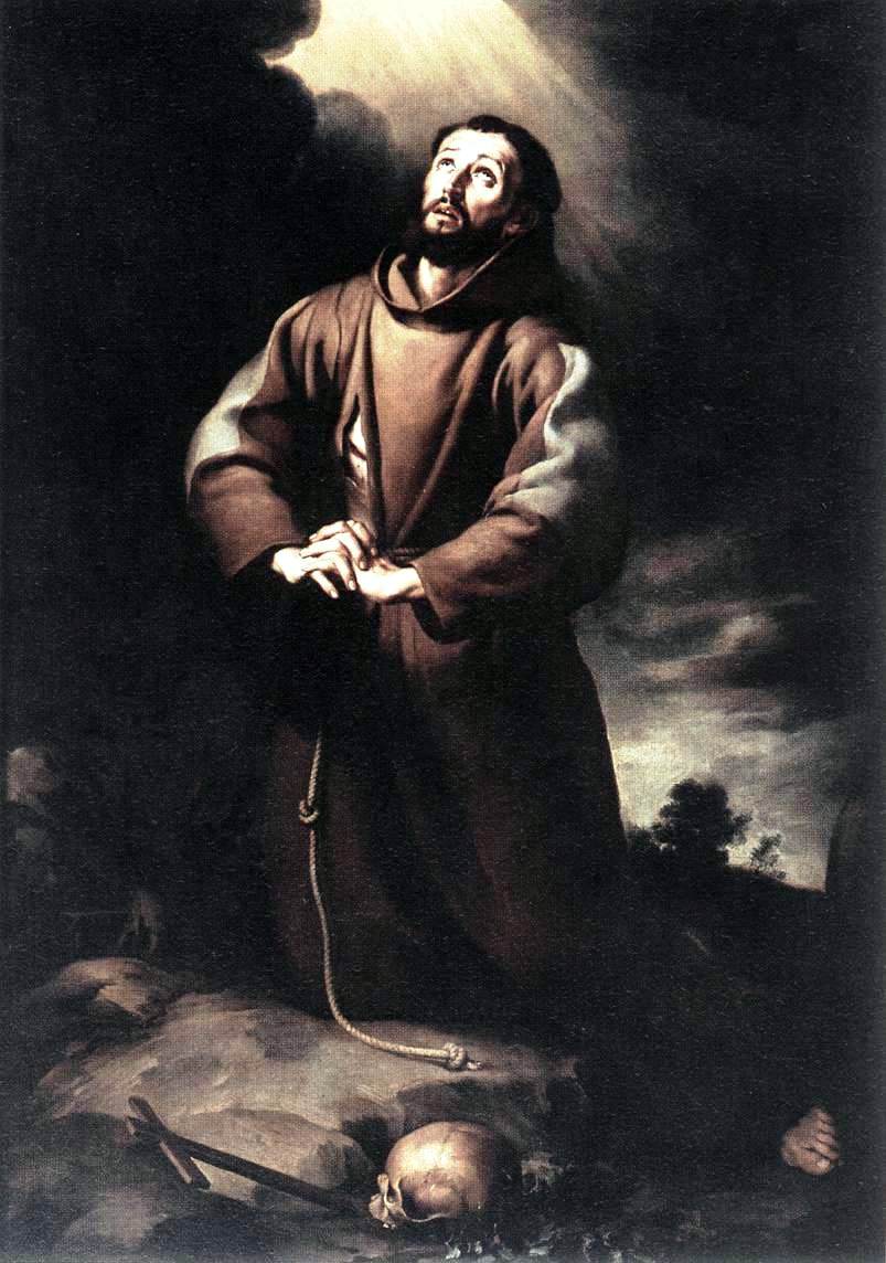  Bartolome Esteban Murillo St Francis of Assisi at Prayer - Canvas Print