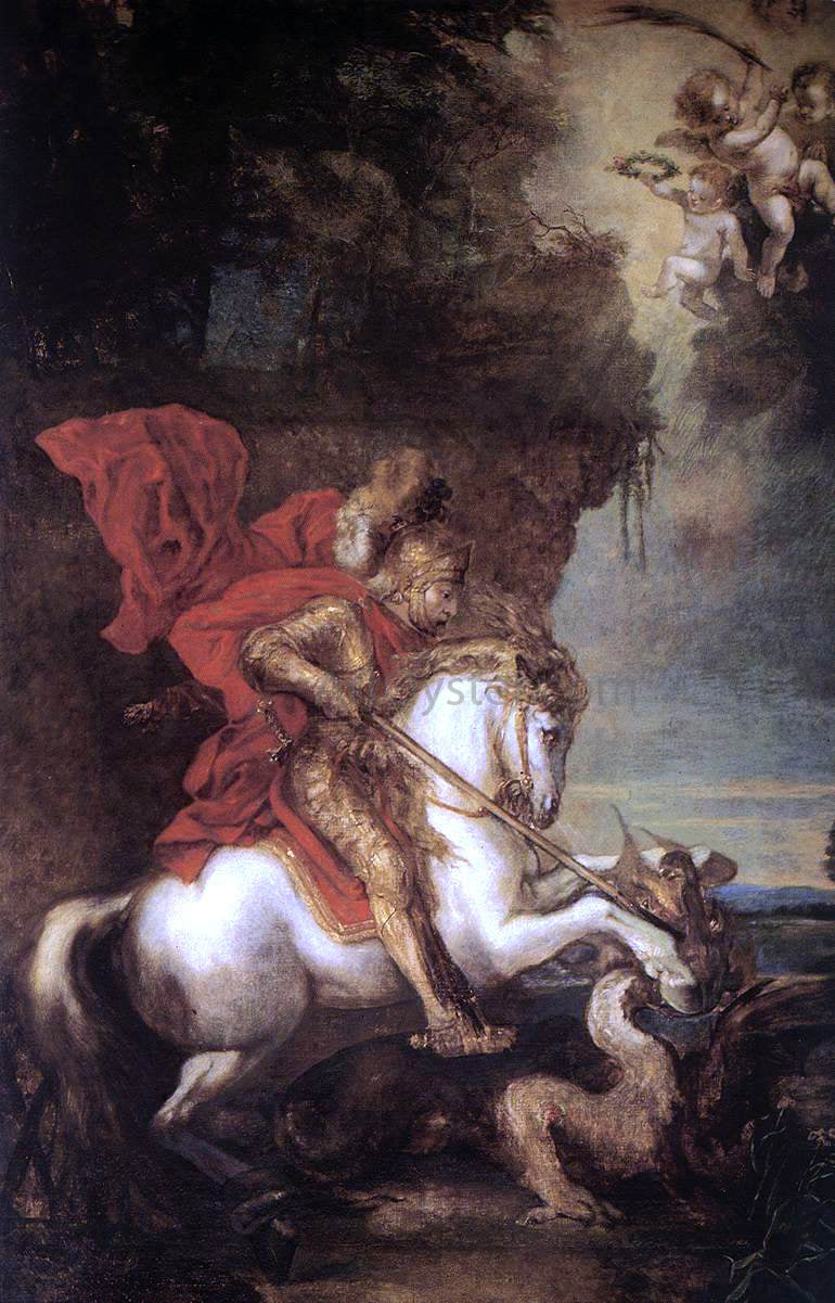  Sir Antony Van Dyck St George and the Dragon - Canvas Print