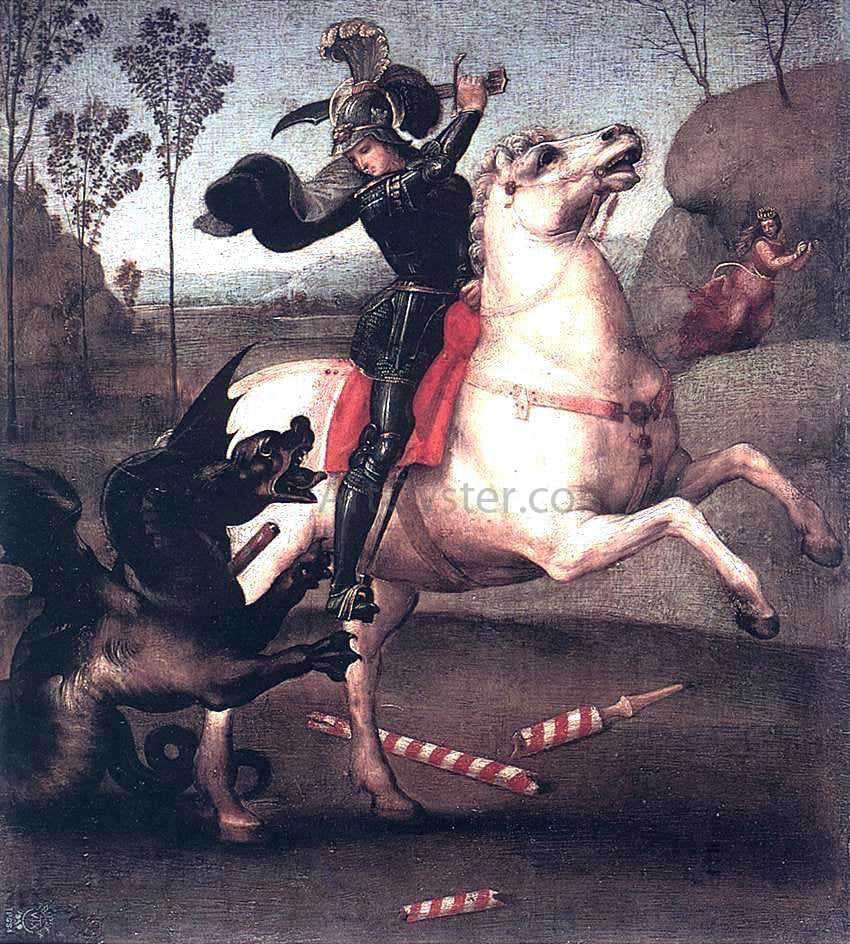  Raphael St George Fighting the Dragon - Canvas Print