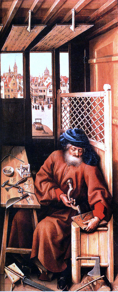  Robert Campin St. Joseph Portrayed As A Medieval Carpenter (Center Panel Of The Merode Altarpiece) - Canvas Print