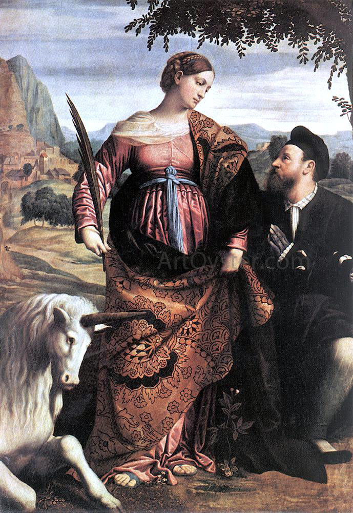  Moretto Da Brescia St Justina with the Unicorn - Canvas Print