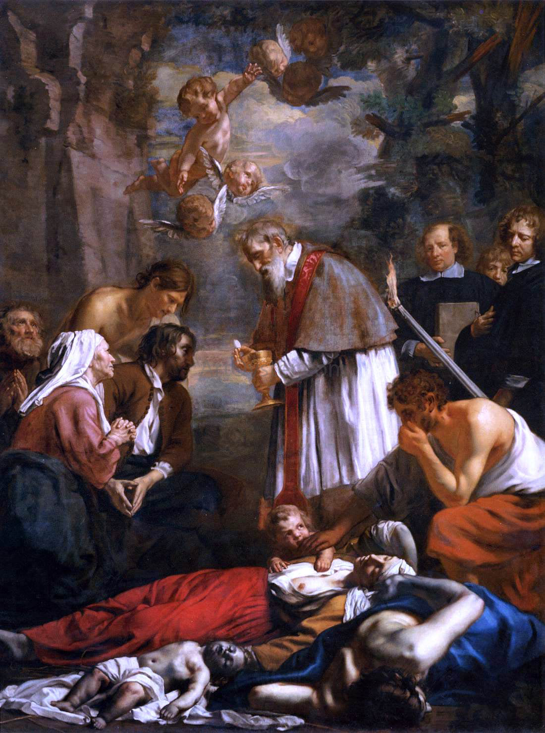 The Younger Jacob Van  Oost St Macarius of Ghent Giving Aid to the Plague Victims - Canvas Print