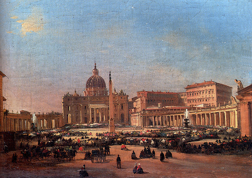  Ippolito Caffi St. Peter's and the Vatican Palace, Rome - Canvas Print