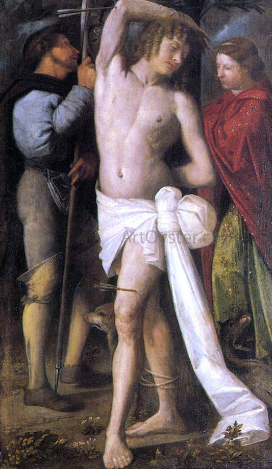  Giovanni Cariani St Sebastian between St Roch and St Margaret - Canvas Print