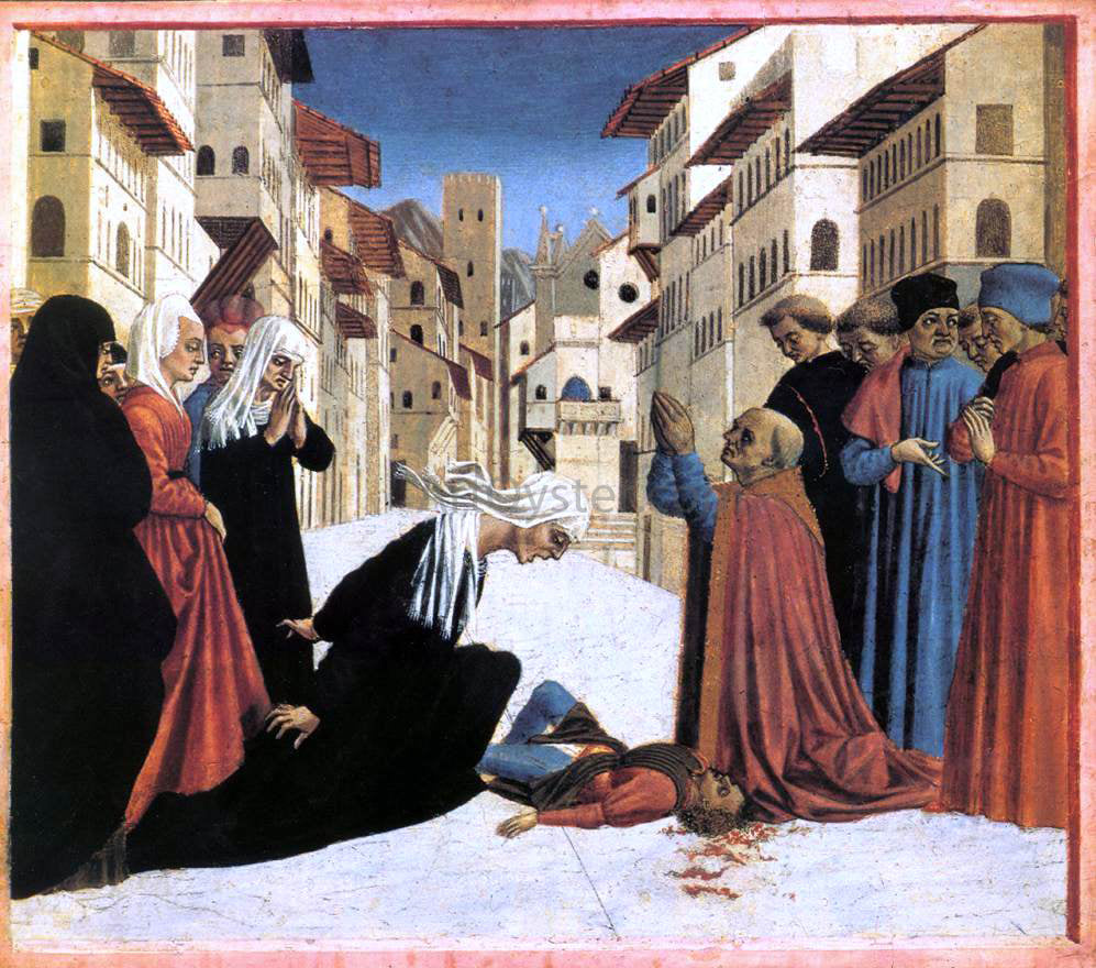  Domenico Veneziano St Zenobius Performs a Miracle (predella 4) - Canvas Print