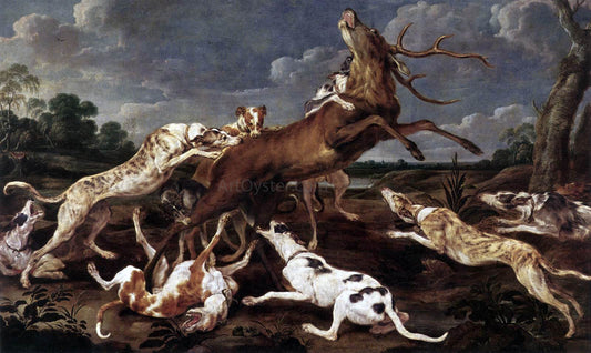  Paul De Vos Stag Hunt - Canvas Print