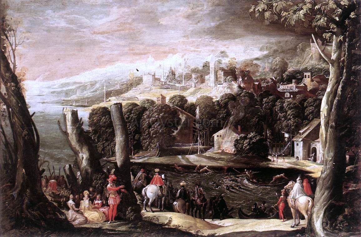  Niccolo Dell'Abbate Stag Hunt - Canvas Print