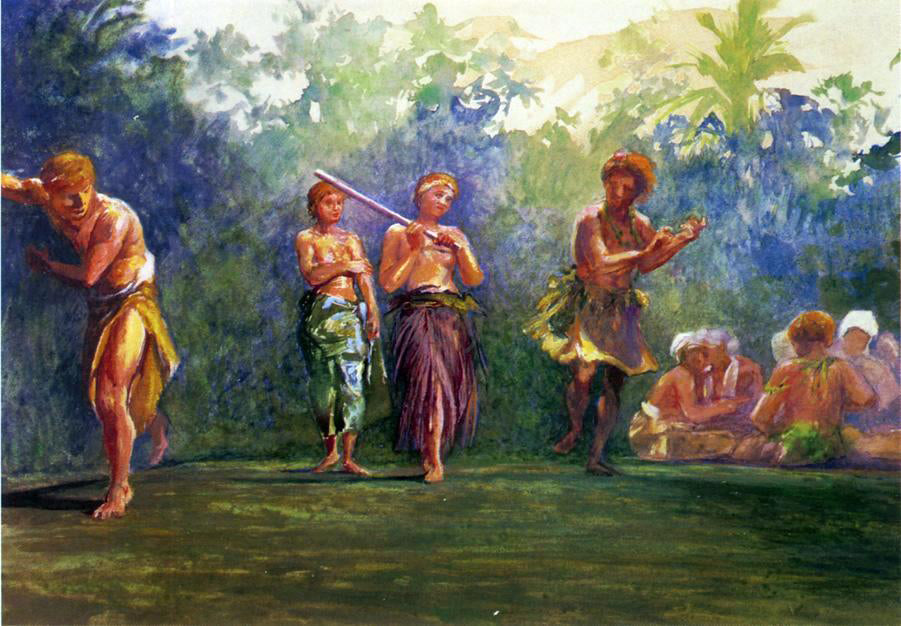  John La Farge Standing Dance, Standing Figures (also known as Standing Dance Representing a Game of Ball) - Canvas Print