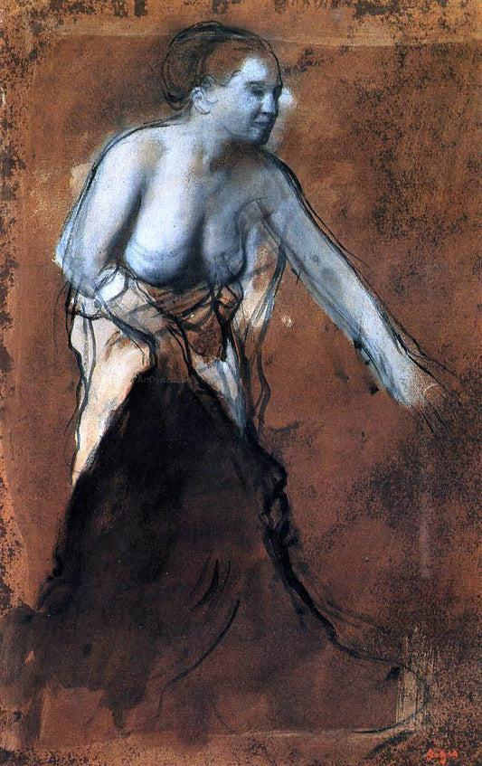  Edgar Degas Standing Female Figure with Bared Torso - Canvas Print