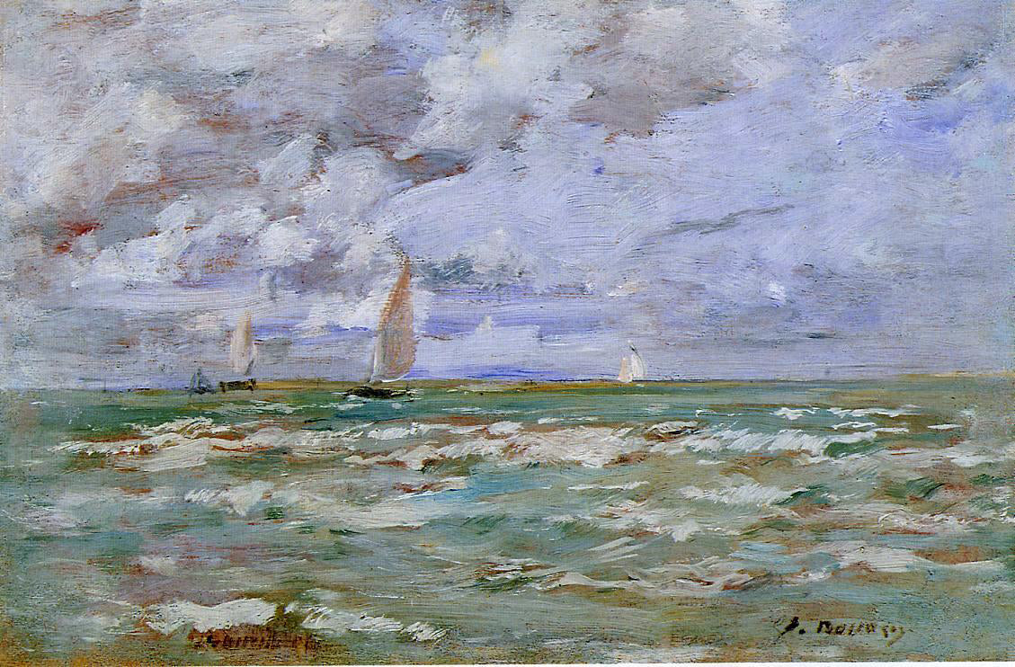  Eugene-Louis Boudin Standing off Deauville - Canvas Print