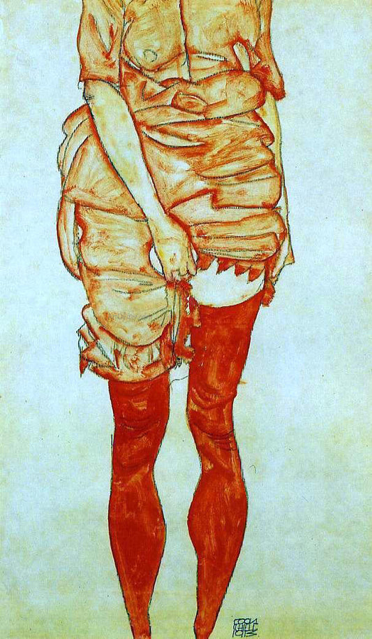  Egon Schiele Standing Woman in Red - Canvas Print