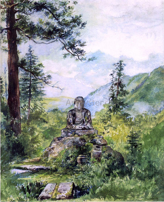  John La Farge Statue of Oya-Jizo at Kamanga-Fuchi, Nikko. Afternoon - Canvas Print