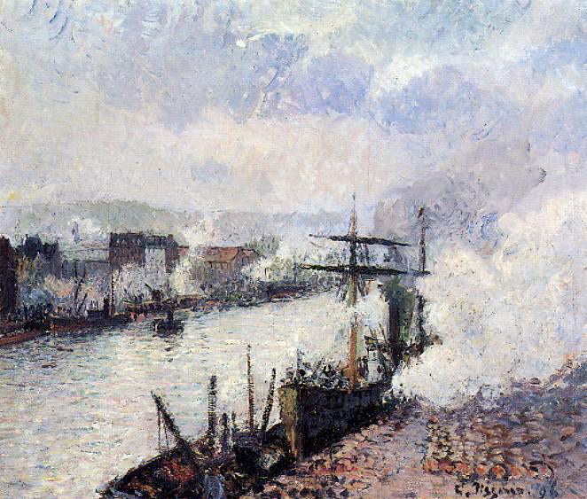  Camille Pissarro Steamboats in the Port of Rouen - Canvas Print