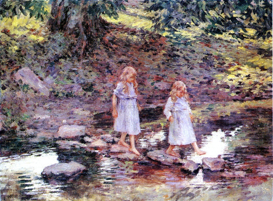  Theodore Robinson Stepping Stones - Canvas Print