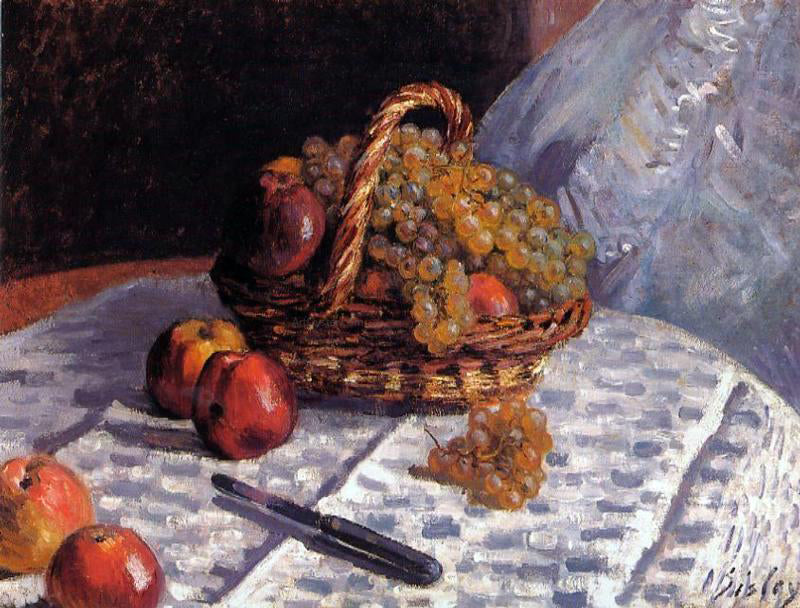  Alfred Sisley Still Life - Apples and Grapes - Canvas Print