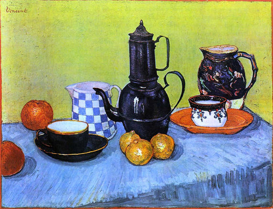  Vincent Van Gogh Still Life: Blue Enamel Coffeepot, Earthenware and Fruit - Canvas Print