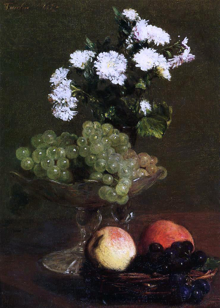  Henri Fantin-Latour Still Life: Chrysanthemums and Grapes - Canvas Print