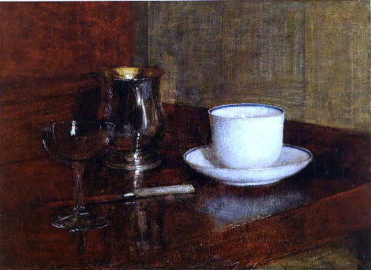  Henri Fantin-Latour Still Life: Glass, Silver Goblet and Cup of Champagne - Canvas Print