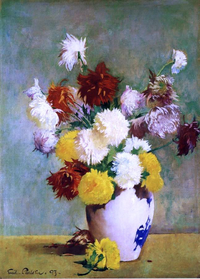  Emil Carlsen Still Life of Chrysanthemums in a Canton Vase - Canvas Print