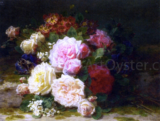  Jean Baptiste Robie Still LIfe of Roses - Canvas Print