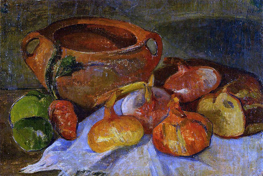  Jacob De Haan Still Life: Pit, Onions, Bread and Green Apples - Canvas Print