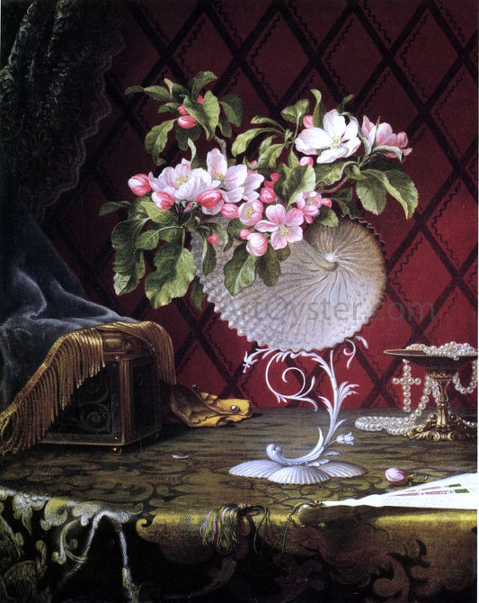  Martin Johnson Heade Still Life with Apple Blossoms in a Nautilus Shell - Canvas Print