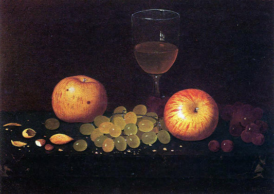  William Michael Harnett Still Life with Apples, Grapes and Almonds - Canvas Print