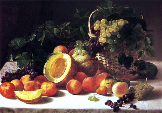  George Hetzel Still Life with Basket of Grapes - Canvas Print