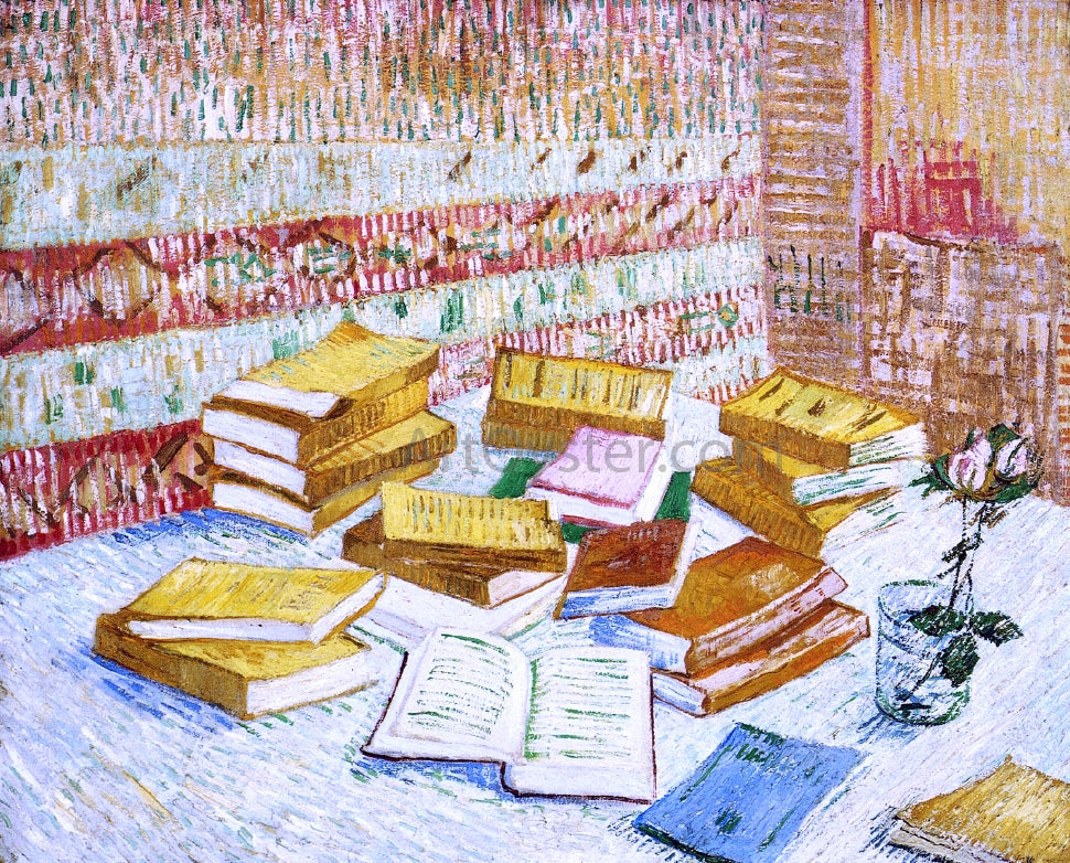  Vincent Van Gogh Still Life with Books, "Romans Parisiens" - Canvas Print