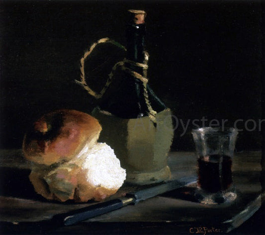  Charles Ethan Porter Still Life with Bread and Wine Bottle - Canvas Print