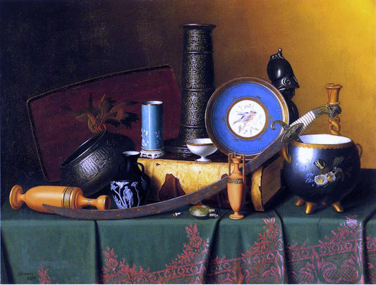  William Michael Harnett Still Life with Bric-a-Brac - Canvas Print