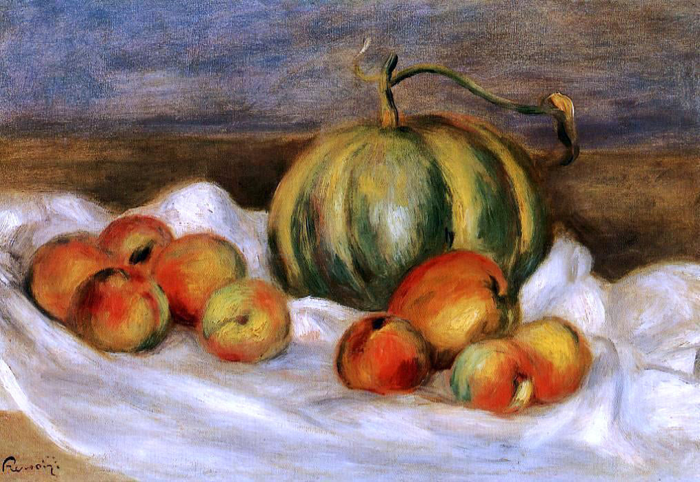  Pierre Auguste Renoir Still Life with Cantalope and Peaches - Canvas Print