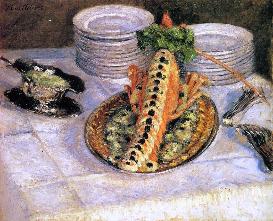  Gustave Caillebotte Still Life with Crayfish - Canvas Print