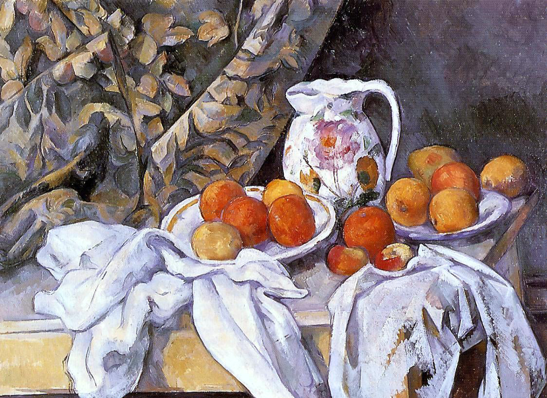  Paul Cezanne Still Life with Curtain and Flowered Pitcher - Canvas Print