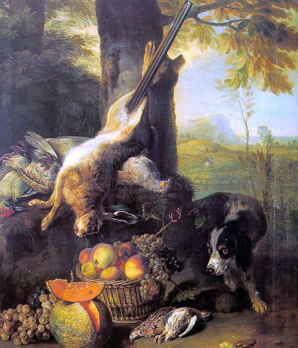  Alexandre-Francois Desportes Still Life with Dead Hare and Fruit - Canvas Print