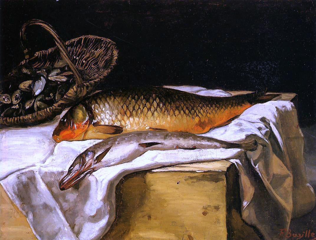  Jean Frederic Bazille Still Life with Fish - Canvas Print