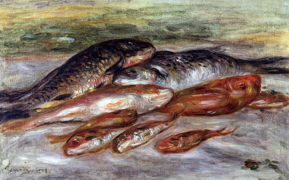  Pierre Auguste Renoir Still Life with Fish - Canvas Print