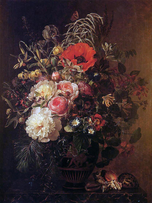  Johan Laurentz Jensen Still Life with Flowers in a Greek Vase - Canvas Print