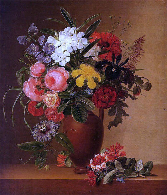  Johan Laurentz Jensen Still Life with Flowers in an Earthenware Vase - Canvas Print